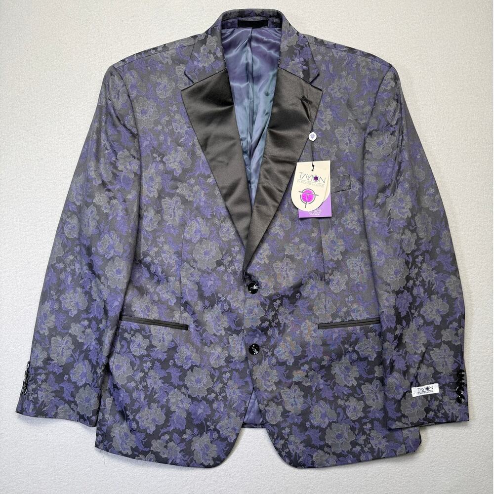 Tayion Collection Men's Classic-Fit Dinner Jacket Blazer Gray/purple 42S $360